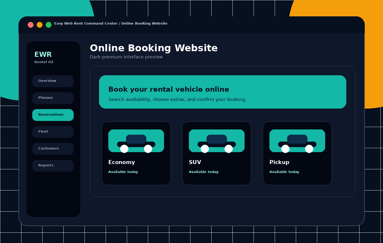 Online booking screen